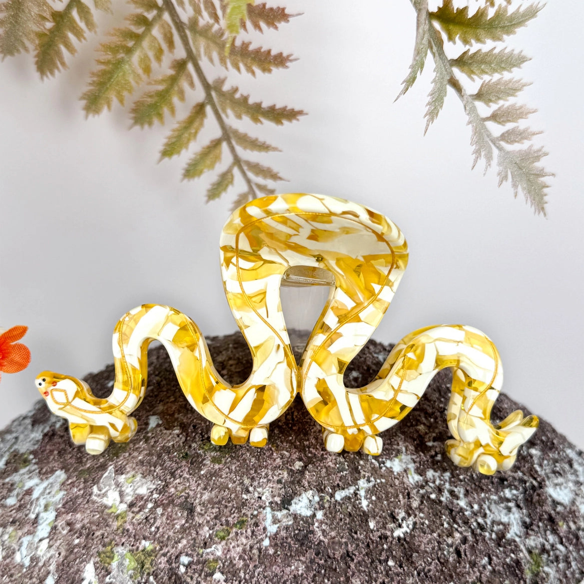 Gold Python Acetate Hair Clip