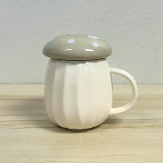 Mushroom Ceramic Mug & Lid