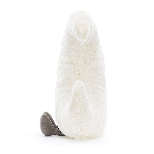 Gorgeously textured with velvety craters, Amuseable Moon is full of fun! A midnight matey for bedtime hugs, this pearly-white pal is curvy and cuddly. With squidgy cord booties, a weighted bottom and a peaceful smile, this moon's waxing poetic! A magical crescent and a marvellous present.