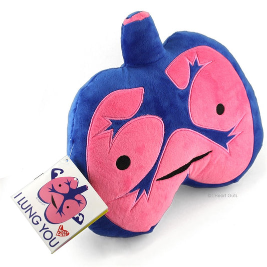 lungs plush i heart guts ages 3+ adorable soft giant lung cuddling cuddly breathe oxygen carbon dioxide inhale windbags facts smile happiness unique spark joy plush nurse nurses nursing doctor doctors medical students medicine organ organs happiness anatomy gift