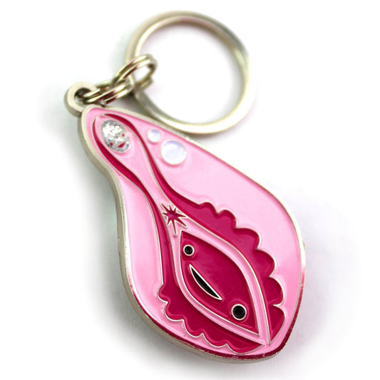 vagina vulva keychain i heart guts keys magical sparkly clitoris face engraved hooray for the va-jay-jay zinc alloy soft enamel unique nurse nurses nursing doctor doctors medicine medical students healthcare professionals happiness gift anatomy