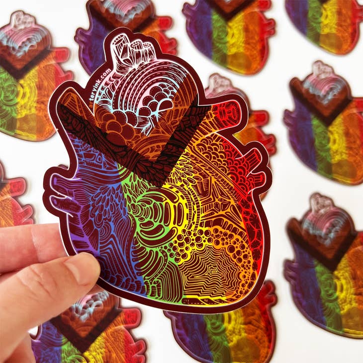 Progress Pride Heart Sticker
