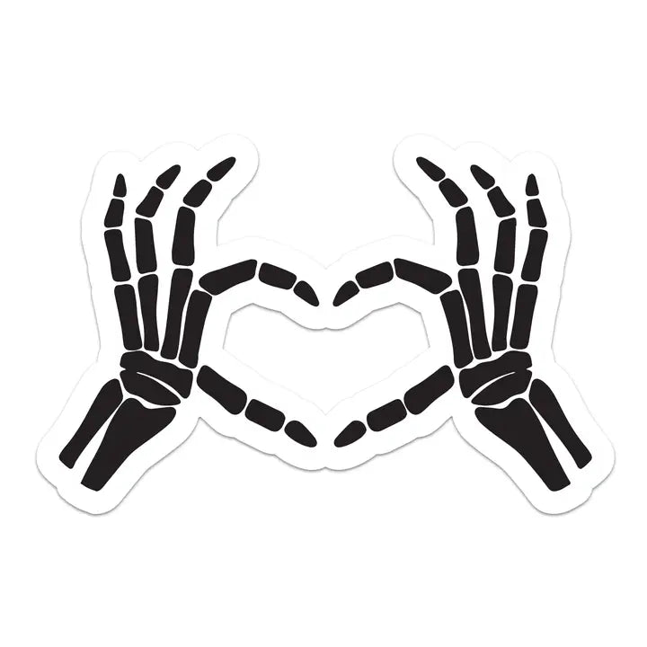 Skeleton Heart Hands Sticker
