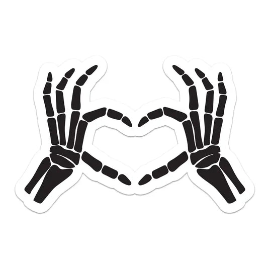 Skeleton Heart Hands Sticker