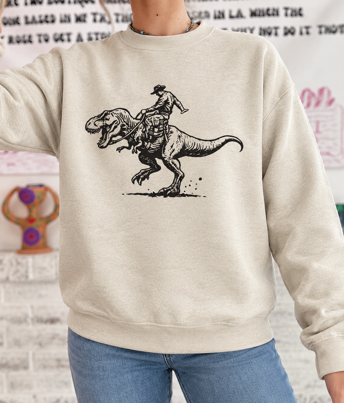 Dino Cowboy Crewneck