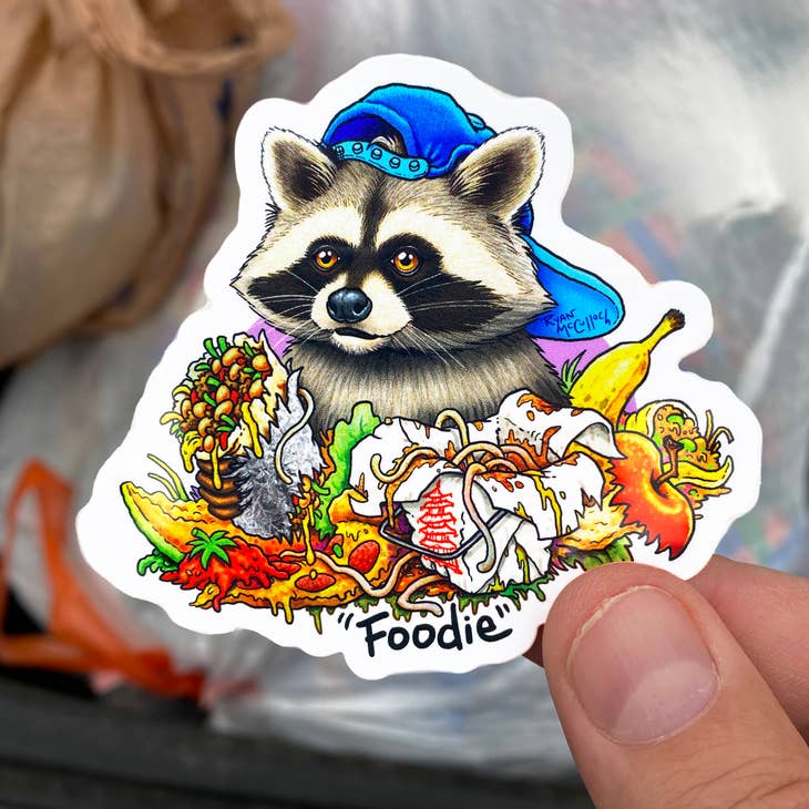 Raccoon with Garbage Feast Sticker