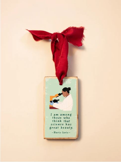 Women in Science STEM Wood Holiday Ornament - Scientist 4