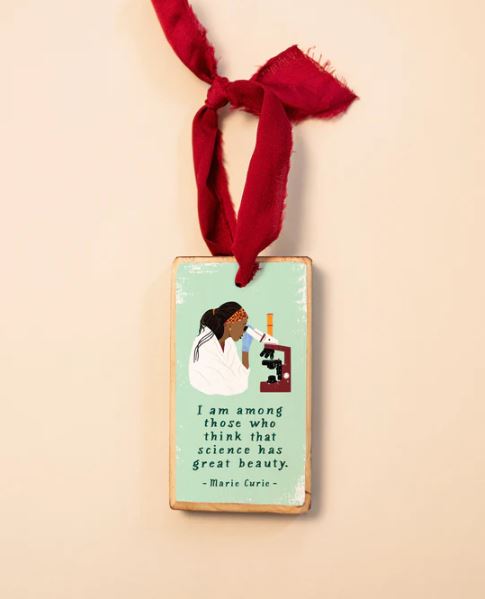 Women in Science STEM Wood Holiday Ornament - Scientist 1