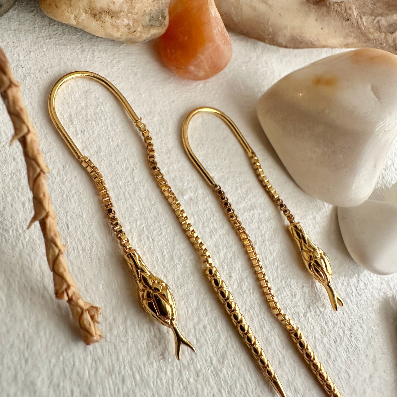 Gold Snake Threader Earrings