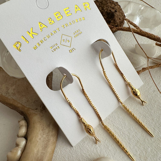 Gold Snake Threader Earrings