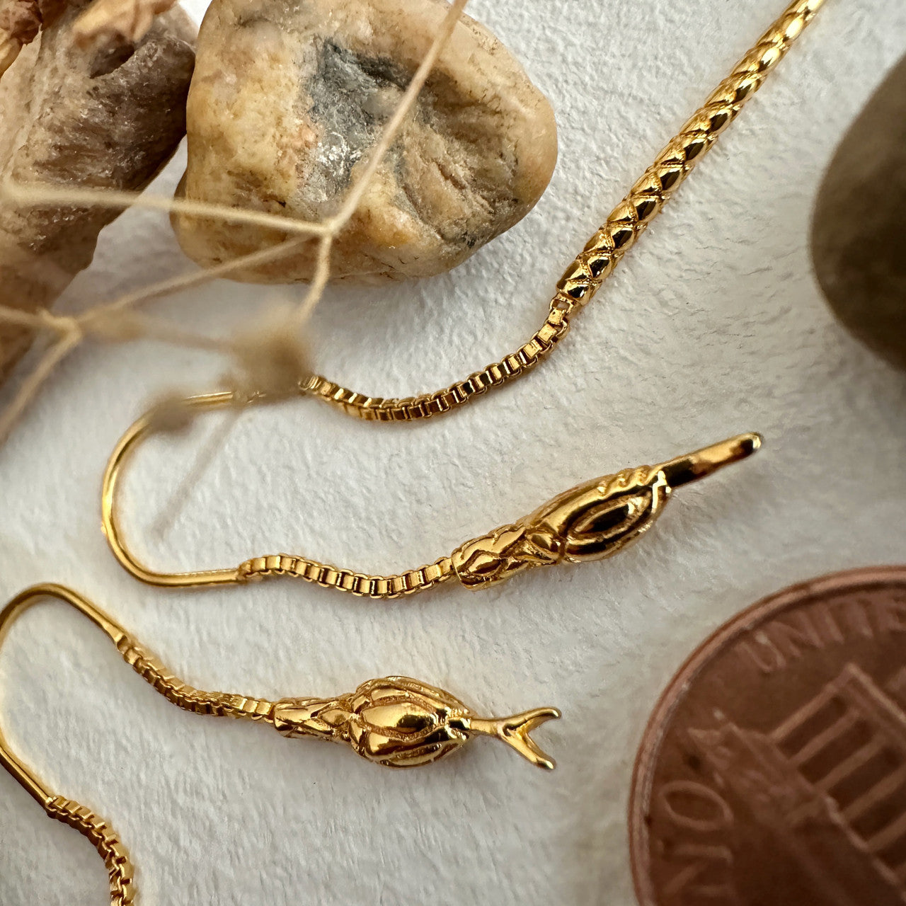 Gold Snake Threader Earrings