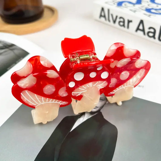 Mushroom Claw Clip Red