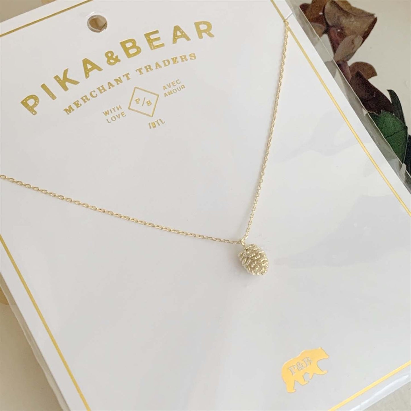 Gold Pinecone Charm Necklace
