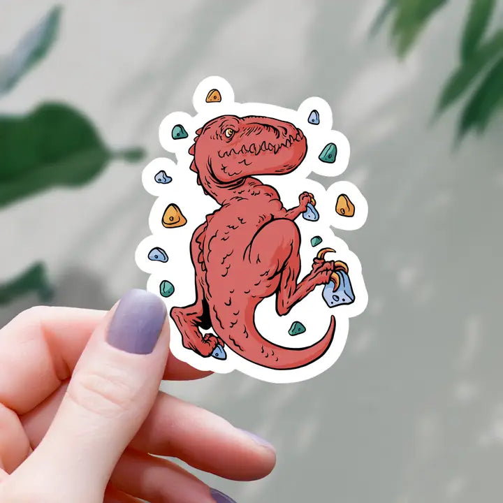 Rock Climbing T-Rex Sticker