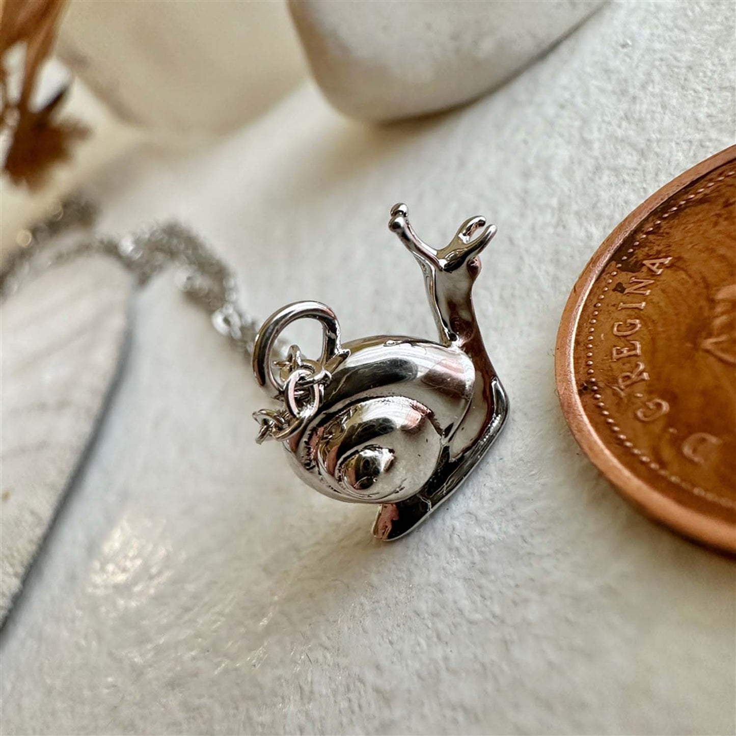 Silver Snail Charm Necklace