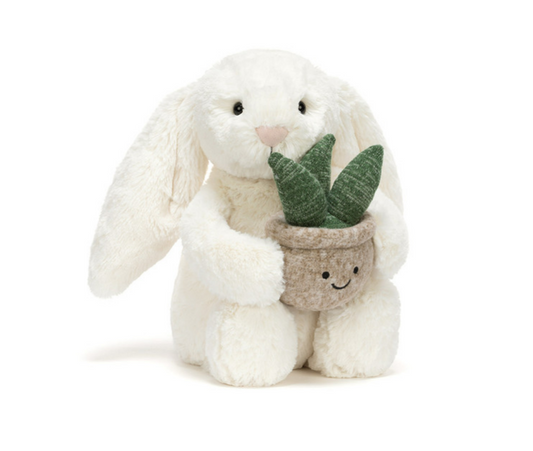Cream Bunny with Plant