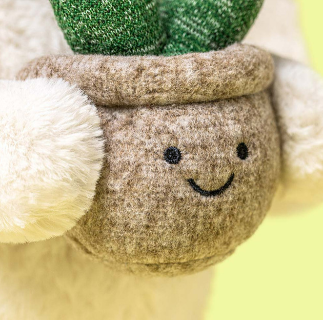 Cream Bunny with Plant