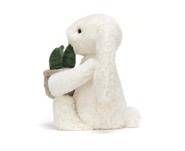 Cream Bunny with Plant