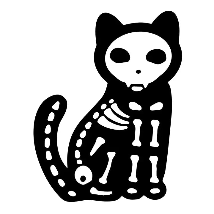 Cat Skeleton Vinyl Sticker