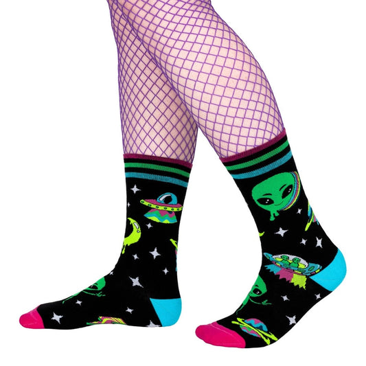 Spaced Out Alien Crew Socks