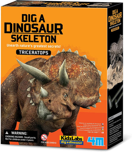 Excavate and assemble the skeleton of a dinosaur. Includes a quiz sheet to challenge friends and family. Set includes: 1 plaster block, 1 dinosaur skeleton, 1 digging tool, 1 brush and 1 instruction and quiz sheet product size between 7” – 11”.
