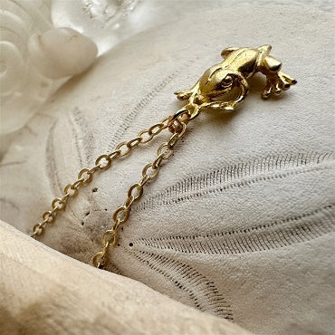 Freg Frog Charm Necklace Brass