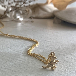 T-Rex Charm Necklace - Gold