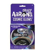 Load image into Gallery viewer, crazy aarons thinking putty  poppable tearable firm texture non-toxic silicon never dries out star dust cosmic rainbow holographic glitter black sparkle glow glow in the dark
