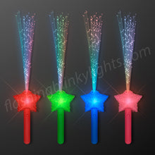 Load image into Gallery viewer, Wish upon a LED Shooting Star Sparkling Fiber Optic Wand! These colorful assorted Fiber Optic Wands are great to pass around as party favors for parties, birthdays, or Halloween. Children and adults will love to play and wave these wands around!
