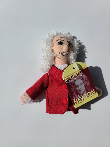 isaac newton magnetic personality finger puppet unemployed philosopher's guild laws of motion gravitation refrigerator fridge puppets storytelling theater fun thumb metal 4