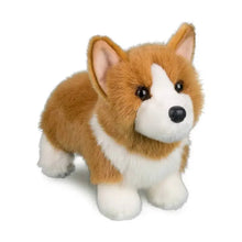 Load image into Gallery viewer, Louie, our Corgi stuffed animal is as handsome as he is cuddly! Featuring a soft plush coat of white and golden fur and engaging brown eyes, this little dog is designed to be both realistic and lovable.
