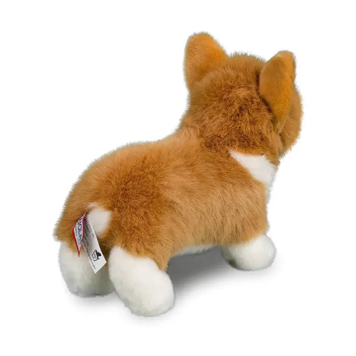 Louie, our Corgi stuffed animal is as handsome as he is cuddly! Featuring a soft plush coat of white and golden fur and engaging brown eyes, this little dog is designed to be both realistic and lovable.