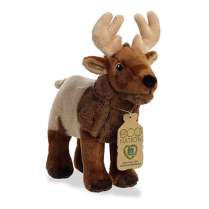  This Elk has two tones of brown fur, adorable embroidered eyes, and comes with an Eco Nation bottle tag also made from 100% recycled materials.