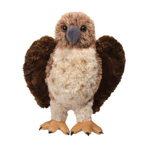 Spread your wings and soar with Orion the plush Red-Tailed Hawk! From up here, you can see everything! This elegant bird of prey has been faithfully recreated in cuddly plush fur with a fun, feathery texture. Orion’s downy chest is streaked with realistic airbrushed markings, while reddish chestnut plush gives him his namesake tail plumage. 