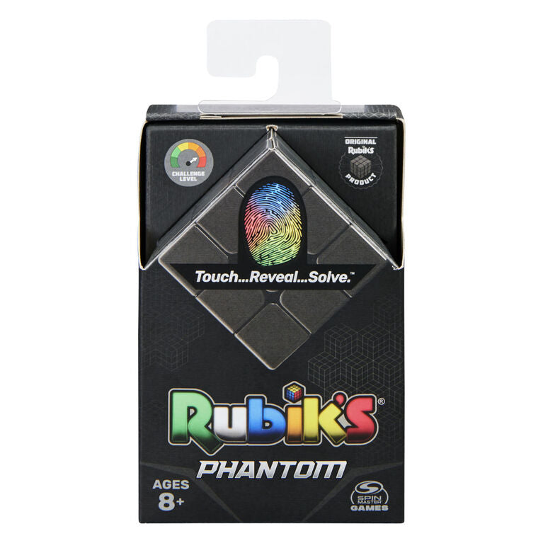 RUBIK'S PHANTOM: Innovation adds a new layer of challenge to the 3x3 Cube. Touch the Cube tiles to temporarily reveal color. Solve the latest Cube, the Phantom, as the colors fade in and out through the heat of your touch.