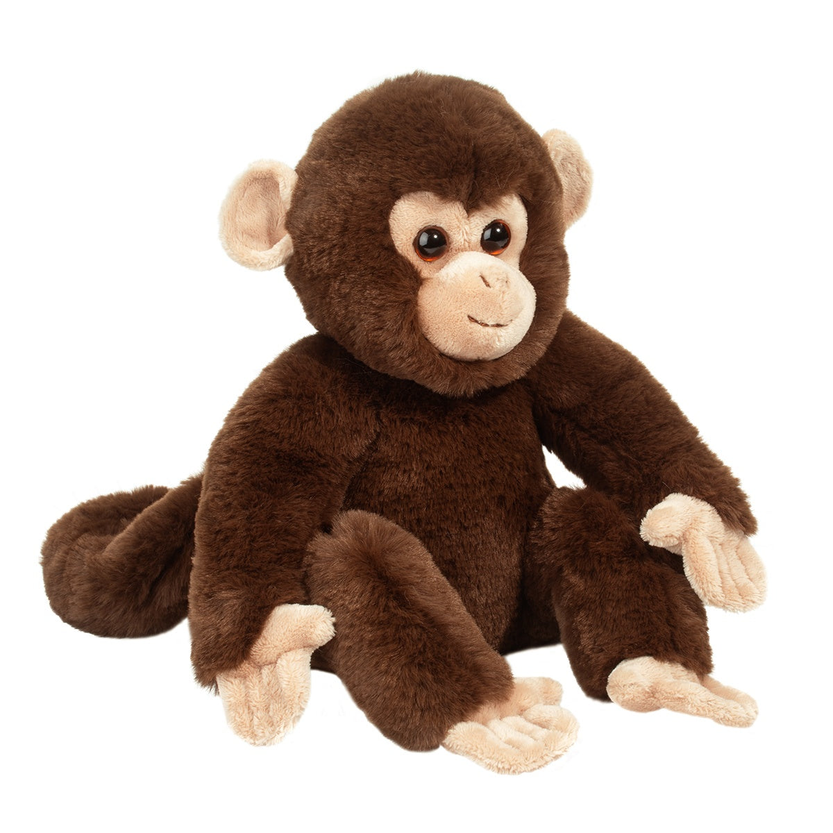 Mikie the Soft Monkey stuffed animal is all smiles and mischief! What will this cheeky Monkey find to get into today? Perhaps she’ll be swinging from the chandelier with her long, fluffy tail.