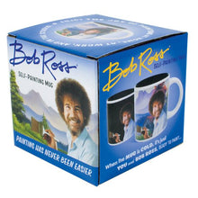 Load image into Gallery viewer, bob ross self-painting mug unemployed philosopher&#39;s guild color change changing create inspiration 14oz unique tea spark joy painting paint happiness gift coffee art artist
