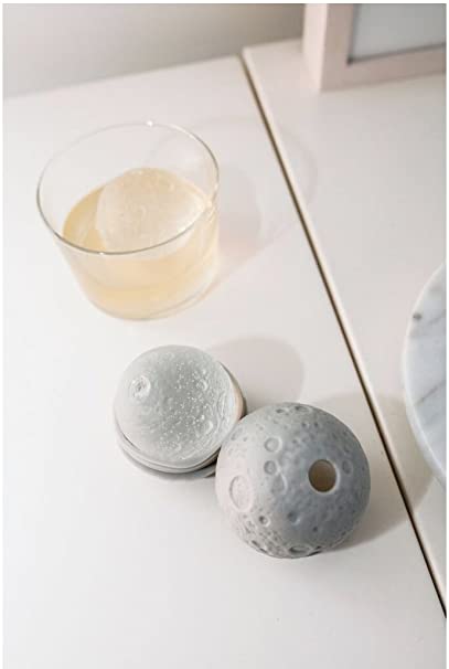 ice ball moon kikkerland cocktails ice cube silicone moon mold unique spherical shape melts ice slower chilled spirits dishwasher safe kitchen home gift unique