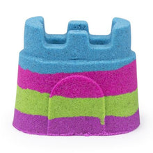 Load image into Gallery viewer, Mix, mold and create anything you can imagine with the Kinetic Sand Rainbow Unicorn Single Container! This 5oz castle container includes four colorful layers of Kinetic Sand – the original magical, moldable and mesmerizing sand. It flows through your hands and never dries out so you can play again and again. With a rainbow of Kinetic Sand colors (blue, green, purple and pink), you can squish it, mix it, cut it or mold it – the creative possibilities are endless! 
