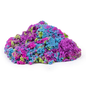 Mix, mold and create anything you can imagine with the Kinetic Sand Rainbow Unicorn Single Container! This 5oz castle container includes four colorful layers of Kinetic Sand – the original magical, moldable and mesmerizing sand. It flows through your hands and never dries out so you can play again and again. With a rainbow of Kinetic Sand colors (blue, green, purple and pink), you can squish it, mix it, cut it or mold it – the creative possibilities are endless! 