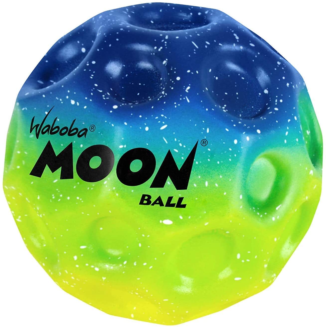 A small step for Waboba, a giant bounce for mankind-thee Moon ball's crazy, gravity-defying features will turn a routine game into an out of this world experience Waboba moon ball makes a unique "pop!" Sound when it hits the pavement This high-flying outdoor ball bounces up to 100 feet in the air! (30 meters) Perfect to take anywhere, Use the Moon ball at playground, skate parks, gym courts and more! Colors will vary | Recommended for ages 5 years and up | size: 2.48''