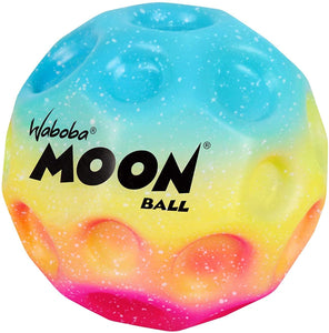A small step for Waboba, a giant bounce for mankind-thee Moon ball's crazy, gravity-defying features will turn a routine game into an out of this world experience Waboba moon ball makes a unique "pop!" Sound when it hits the pavement This high-flying outdoor ball bounces up to 100 feet in the air! (30 meters) Perfect to take anywhere, Use the Moon ball at playground, skate parks, gym courts and more! Colors will vary | Recommended for ages 5 years and up | size: 2.48''