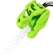 Load image into Gallery viewer, TAKE A DINO BATH : Modeled after a real Tyrannosaurus Rex dinosaur skull head, this decorative shower head gives a prehistoric Jurassic touch to shower-time that kids of all ages will love! Be a part of the Jurassic Era and always come out clean.
