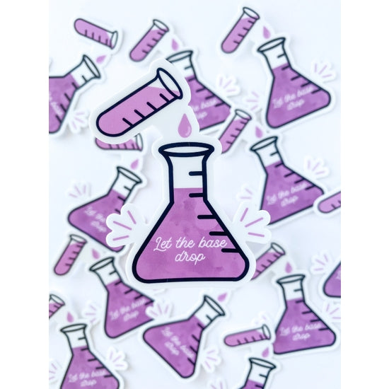 his sticker pack includes the chemical engineering sticker, the go big orgo home sticker, and the base drop sticker. These stickers are perfect for anyone who loves chemistry! They can be easily placed on laptops, iPads, journals, water bottles, and many other surfaces.