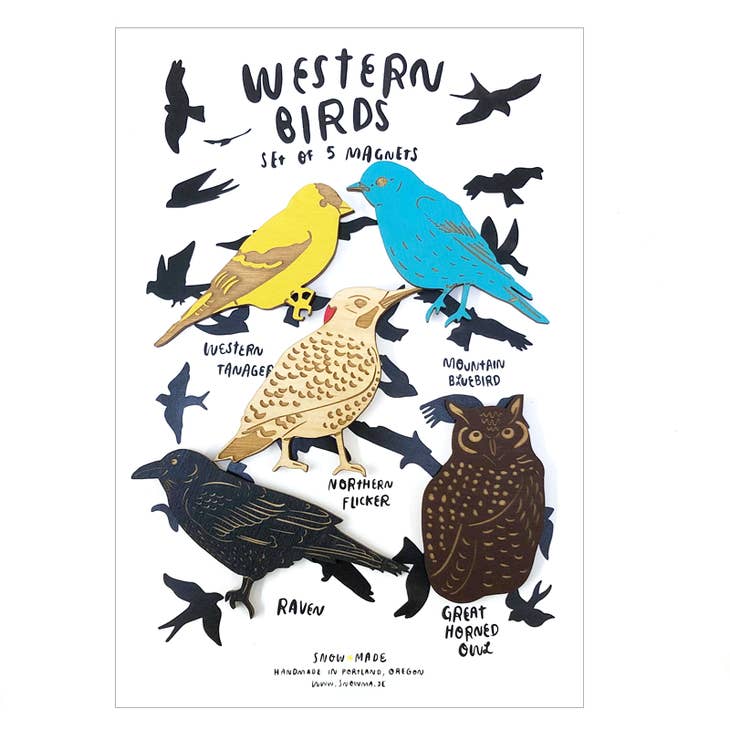 Your favorite birds of the Mountain West, in magnet form! Each is made laser-cut handpainted 1/8