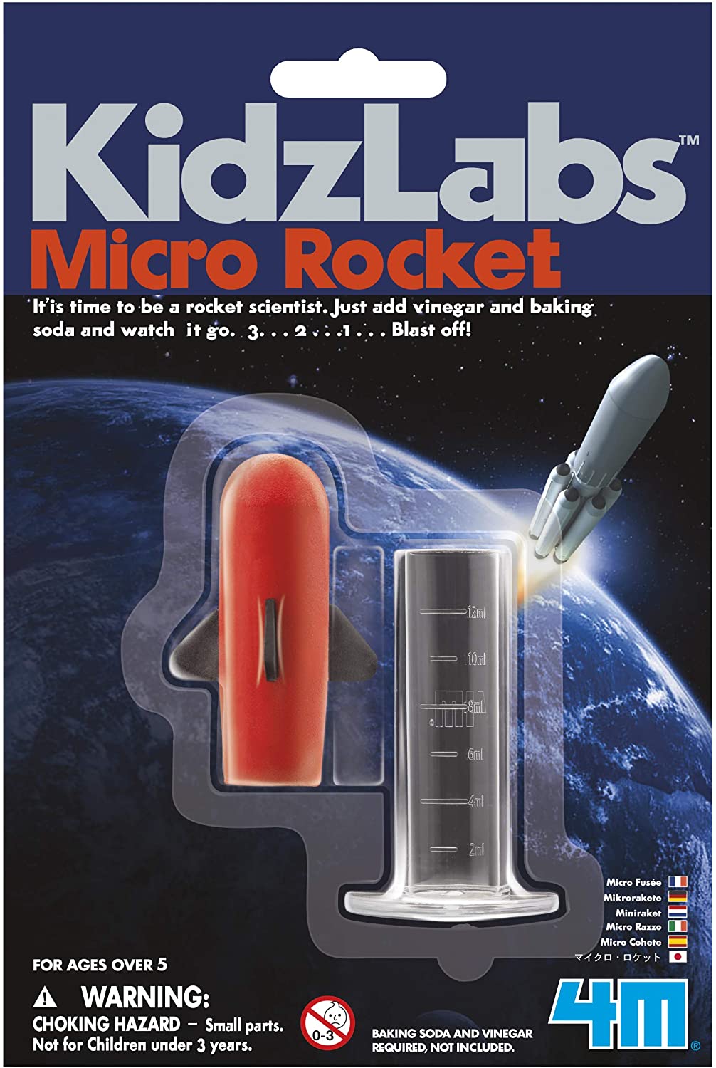kidzlabs micro rocket blast off quick easy vinegar baking soda foam chemical reaction flying ages 5+ chemistry physics rocketry rocket education