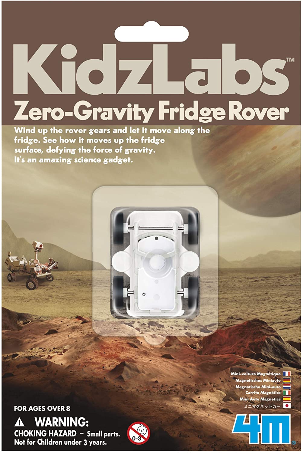 kidzlabs zero-gravity fridge rover 4m magnetic surfaces wind watch clockwork mechanism coiled spring energy gadget gift ages 8+ 