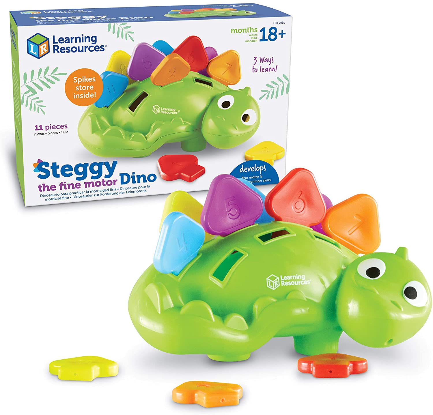 This prehistoric pal is ready for fine motor fun! Kids build the hand strength they need to succeed in school and beyond every time they play with Steggy the Fine Motor Dino. The friendliest fine motor toy for toddlers, this easygoing dinosaur comes with 10 pinchable, pullable scales, whose indented surfaces make it easy for kids to build their pincer grasp, hand strength, and other essentials of fine motor skills development.