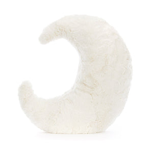 Gorgeously textured with velvety craters, Amuseable Moon is full of fun! A midnight matey for bedtime hugs, this pearly-white pal is curvy and cuddly. With squidgy cord booties, a weighted bottom and a peaceful smile, this moon's waxing poetic! A magical crescent and a marvellous present.