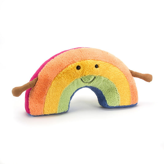amuseable raindbow jellycat ages 0+ colorful cute peach yellow turquoise smiley smile bright cute unique plush stuff quality